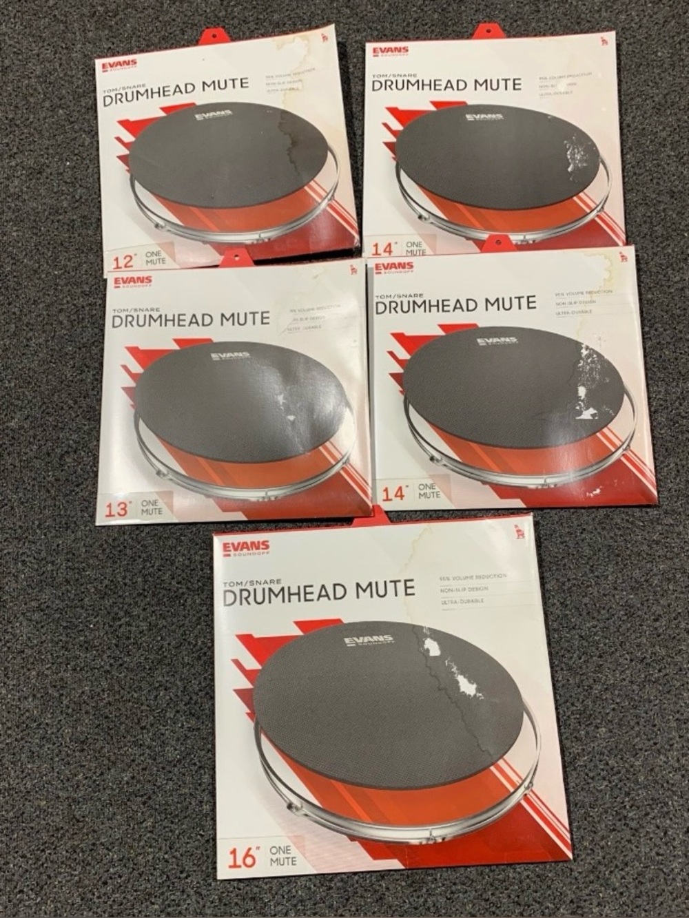New Evans SoundOff Drum Mutes - Standard (12", 13", (2) 14", 16")